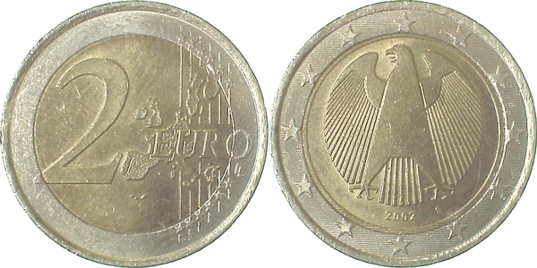 2 Euro 2002 F ohne Randinschrift!!!7 ,6 g