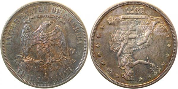 1 Trade Dollar USA 1877 San Francisco fast perfekt TOP