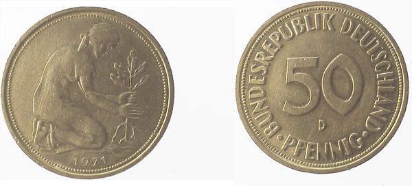 50 Pfennig Variante 1971 D kleines Münzzeichen EPA 30K1