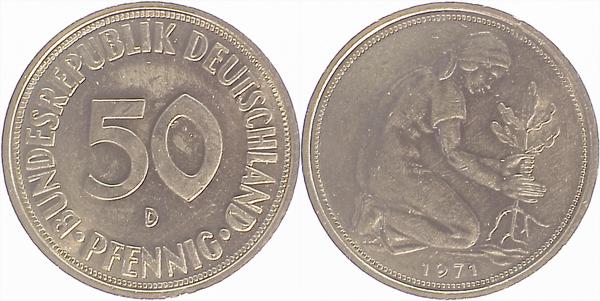 50 Pfennig Variante 1971 D kleines Münzzeichen EPA 30K1