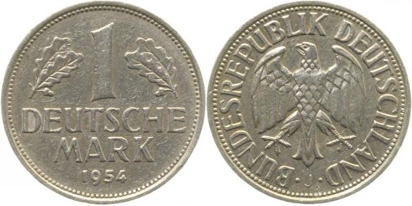 1 Mark 1954 J | Variante | 8V1 hochstehendes Münzzeichen