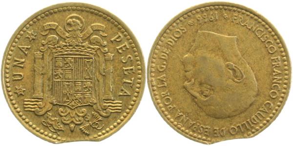 1 Peseta Spanien 1966 KM 125 Zainende