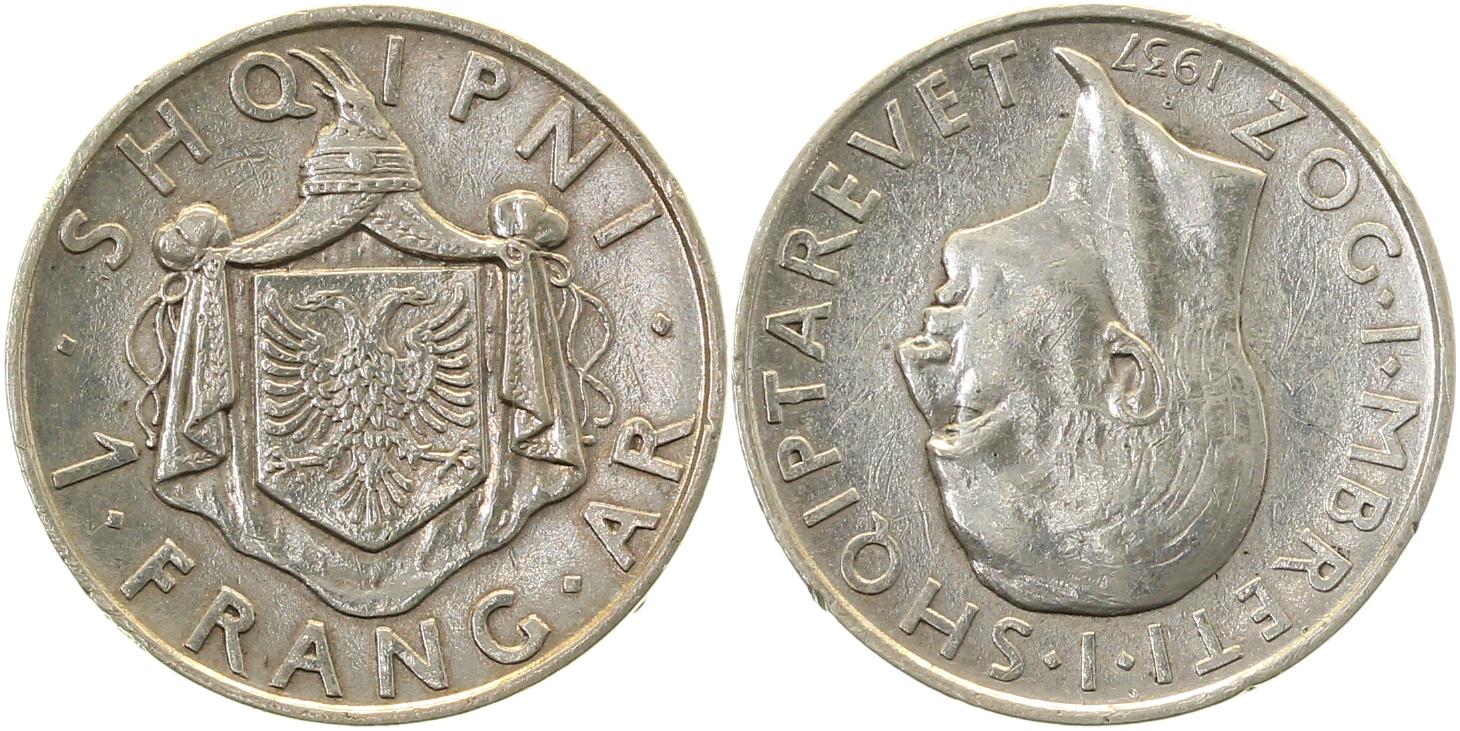 1 Frang Ar Albanien 1937 sehr schön/vorzüglich