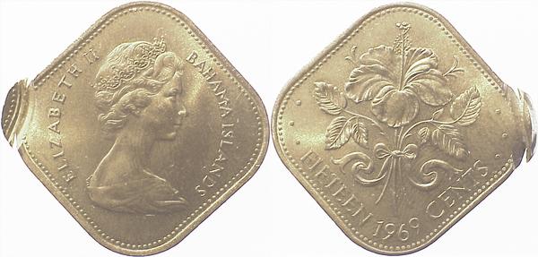 15 C 1969 Bahamas 2 x geprägt!