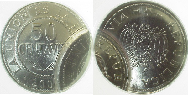 50 Centavos 2008 Bolivien PCGS MS66 2 x geprägt