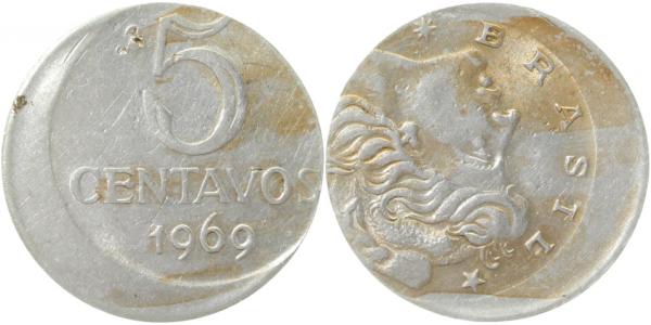 5 Centavo 1969 Brasil dezentriert geprägt 15%