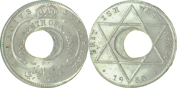0,1 Penny 1950 Loch dezentriert KM 26