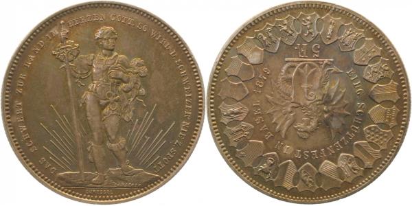 SchützenTaler 5 Frank Schweiz Basel 1879 herrliche Patina