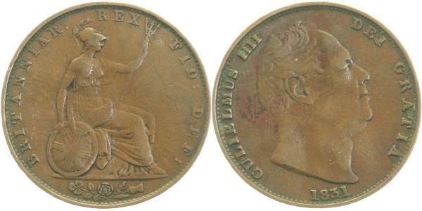 1 Penny 1831 China W.W. am hals almost very fine