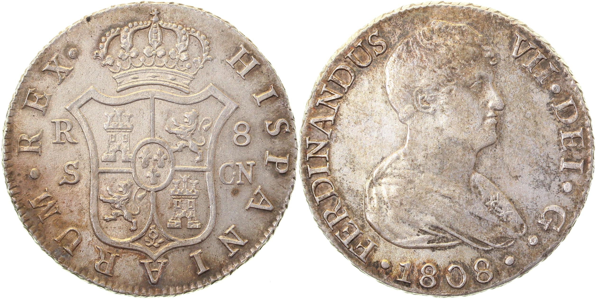 8 Reales 1808 S CN Sevilla Ferdinandus VII unc Ebc+ Km S prfr