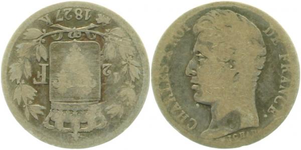 0,5 Francs 1827 K mintage 9.585 stck. s beau China
