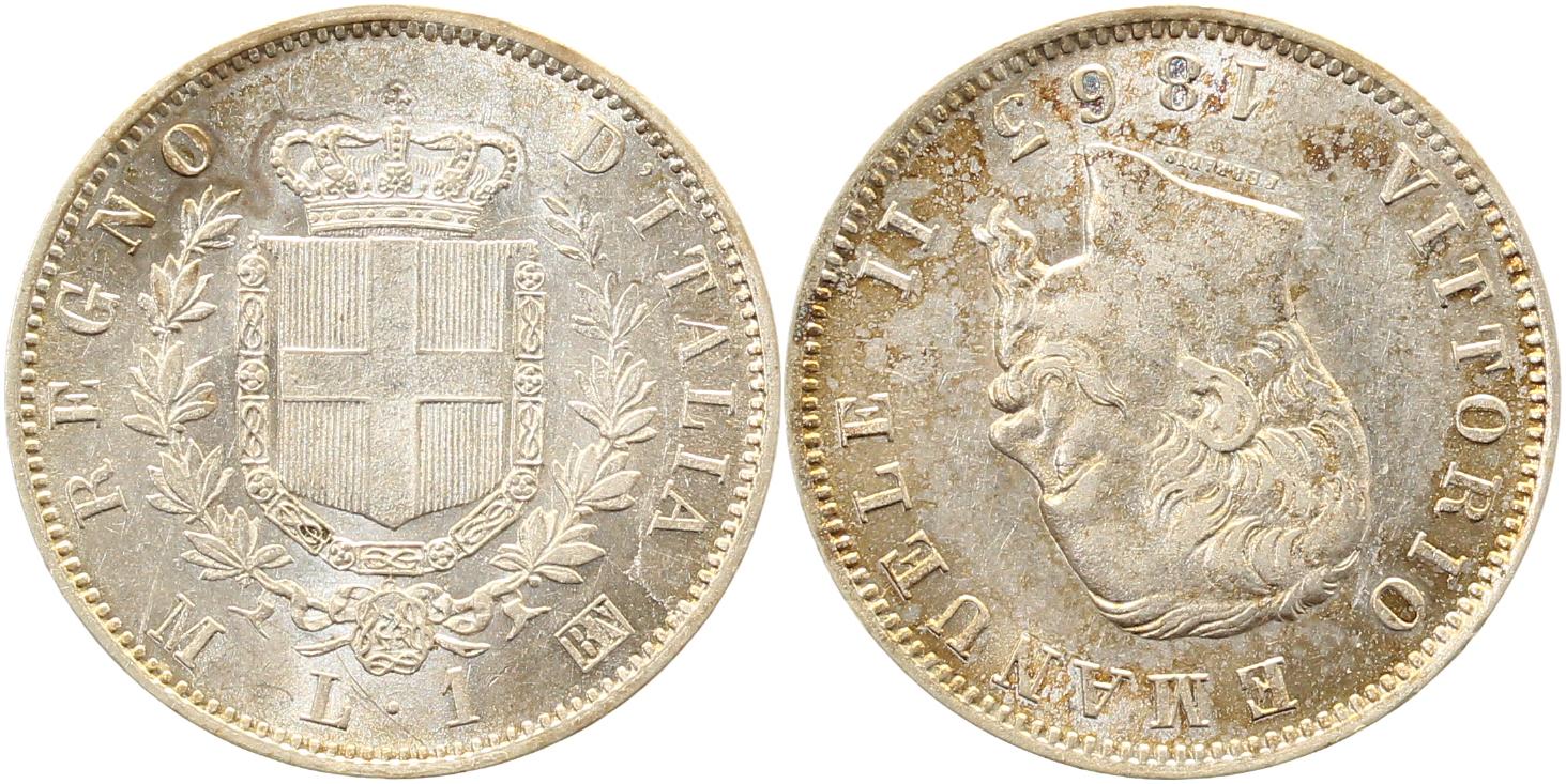 1 Lira 1863 Vittorio Emanuele Regno Italia