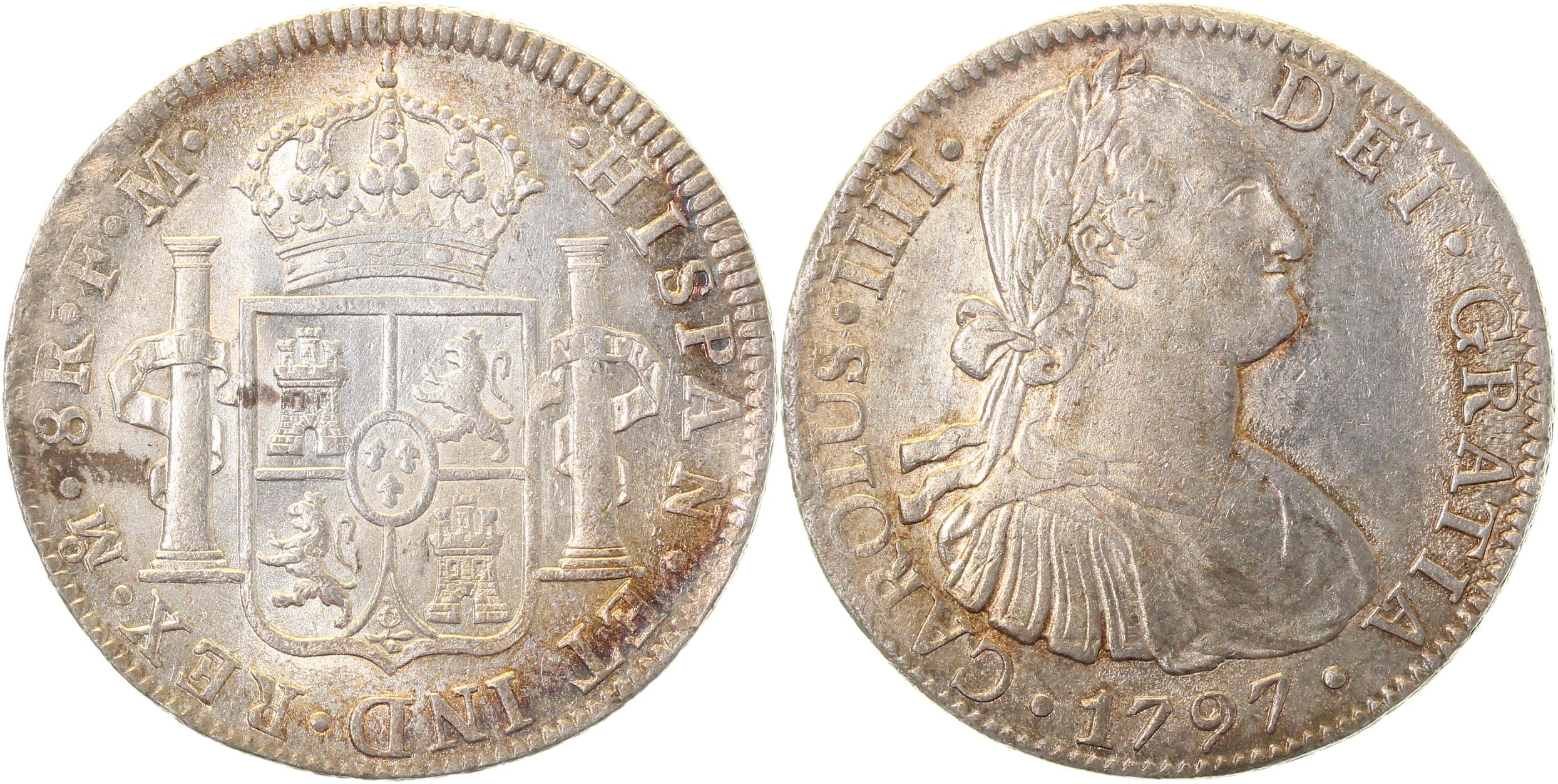 8 Reales Mexico 1797 Mo-Fm vz/stgl a unc Km vz / stgl 8 Reales