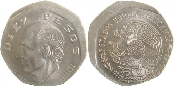 10 Pesos 1981 ca D10/D20 Km477 2 10 Pesos