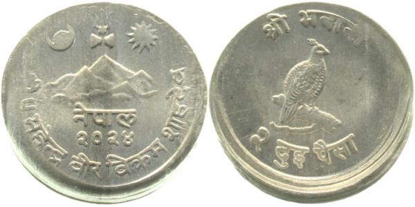 2 Paisa Nepal KM 753 dezentriert 10%