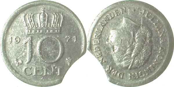 10 Cent 1971 Zainende, hapje eruit