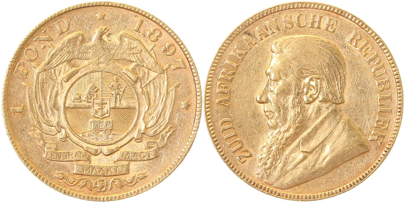 1 Pound Gold Südafrika South Africa 1897 vorzüglich
