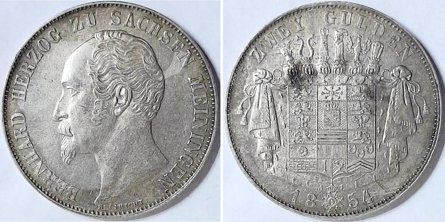 Doppelgulden Sachsen Meiningen 2 Gulden 1854 AKS 183