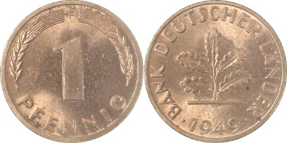 1 Pfennig 49J bfr/st RS.tw.n.geprägt