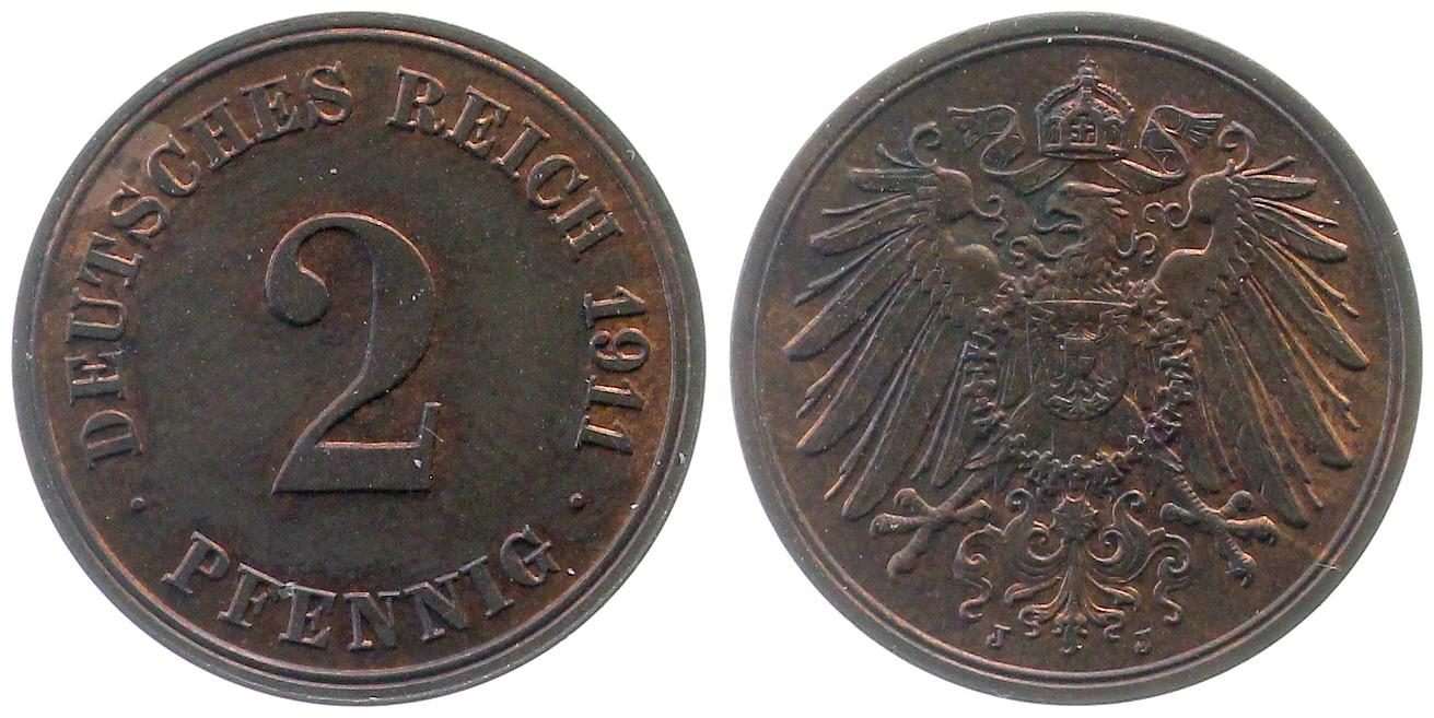 2 Pfennig 1911 J J011 prfr !!!