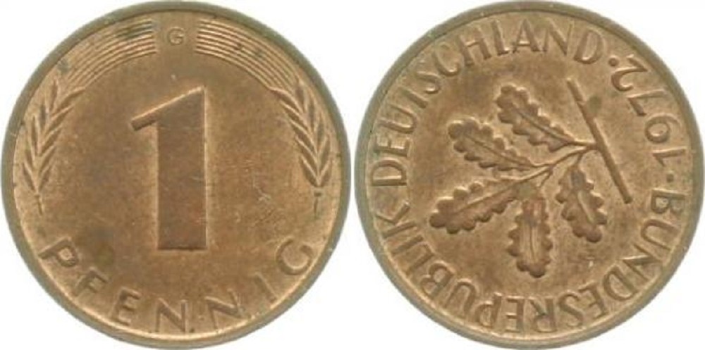 1 Pfennig 72G starke Stempeldreh J380 1 Pfennig
