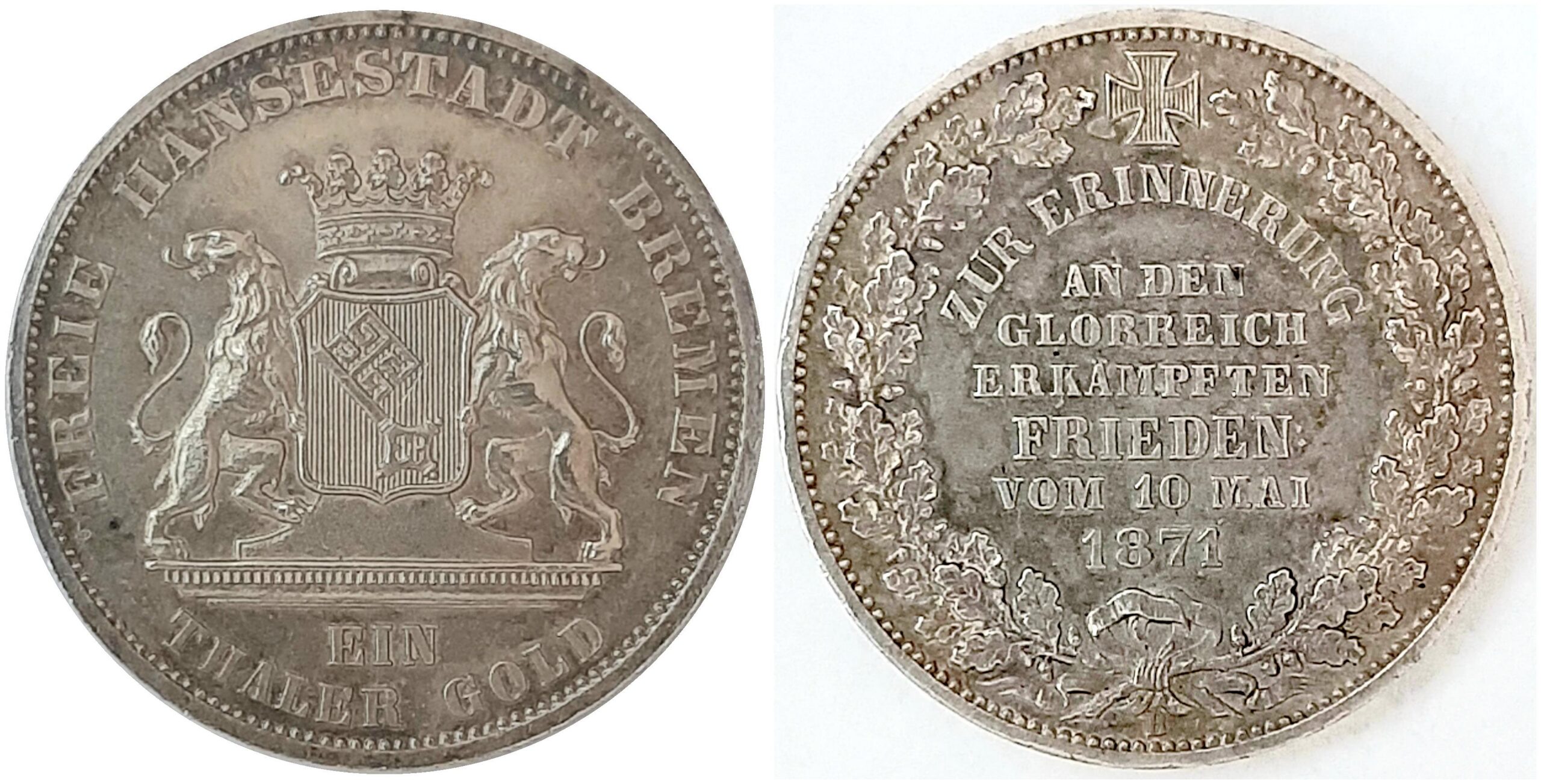Siegestaler Bremen 1871 Patina Kahnt 164 AKS 17 T127