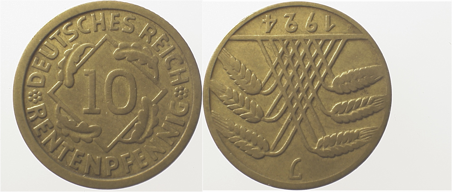 10 Pfennig 1924 J S180 franz.Prägung