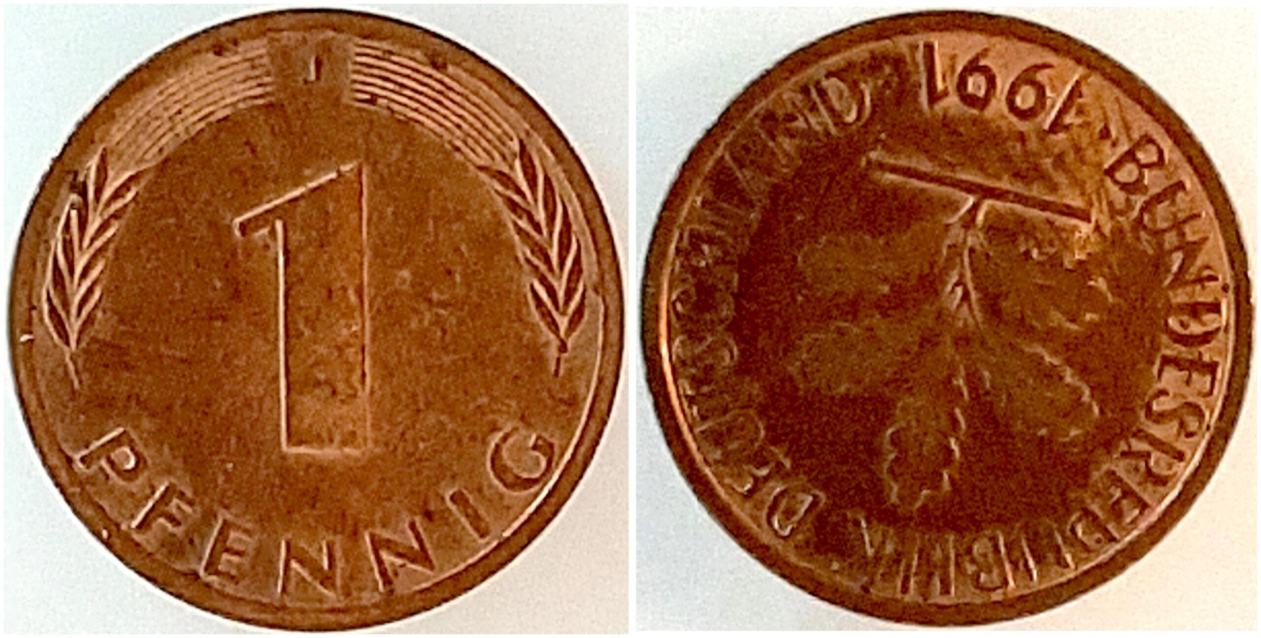 1 Pfennig 1991 J Stempeldrehung 180° selten