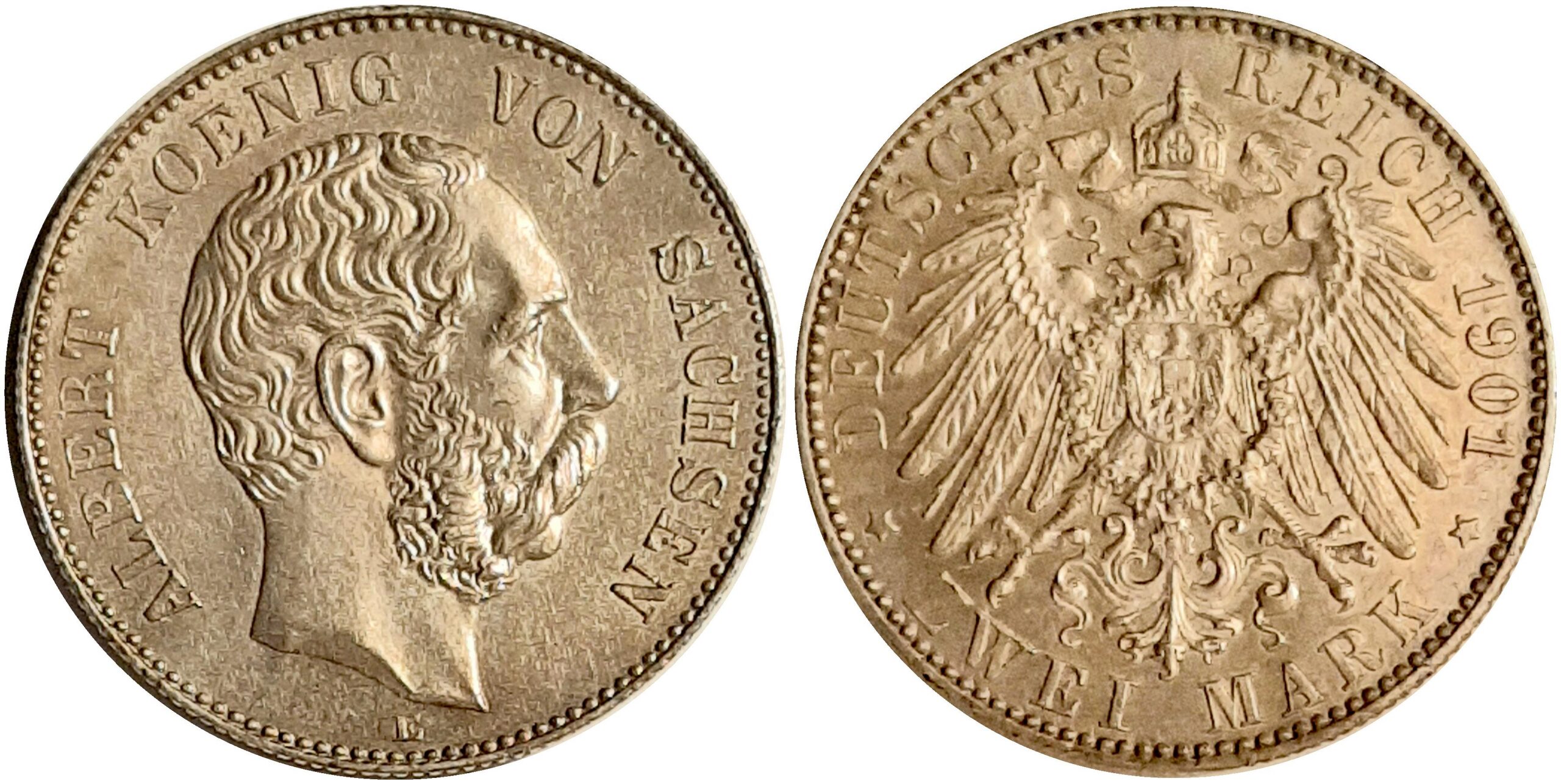 2 Mark 1901 E Albert von Sachsen vz+ minimaler Randfehler
