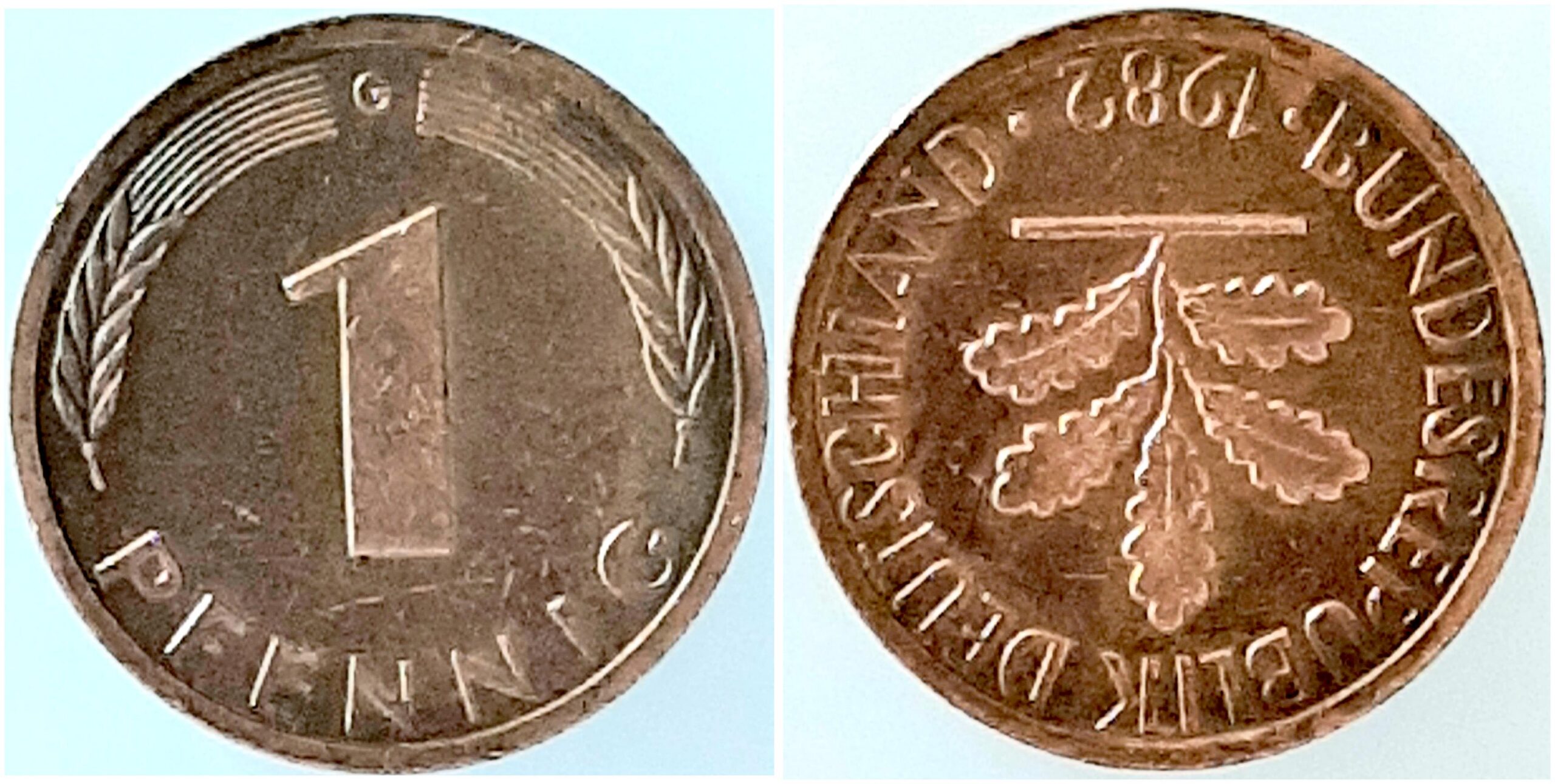1 Pfennig 1982 G Stempeldrehung 180° französische Prägung,