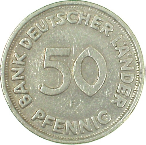 50 Pfennig 1949 F ca S45 ss ! J379 ss 50 Pfennig