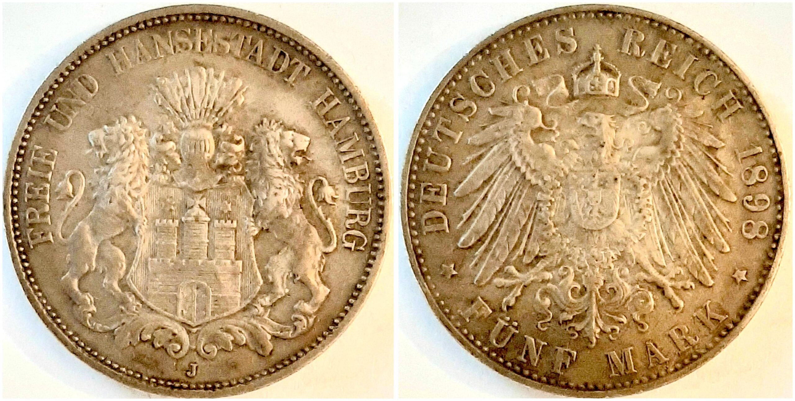 5 Mark Hamburg 1898 J vz/vz/stgl !!!
