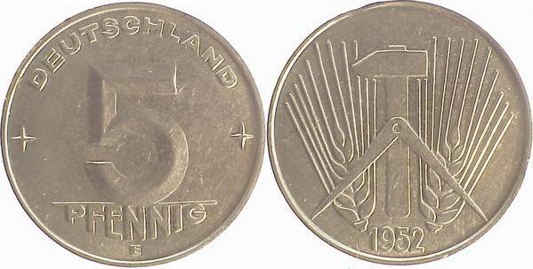 5 Pfennig DDR 52E kl.Zainende ss