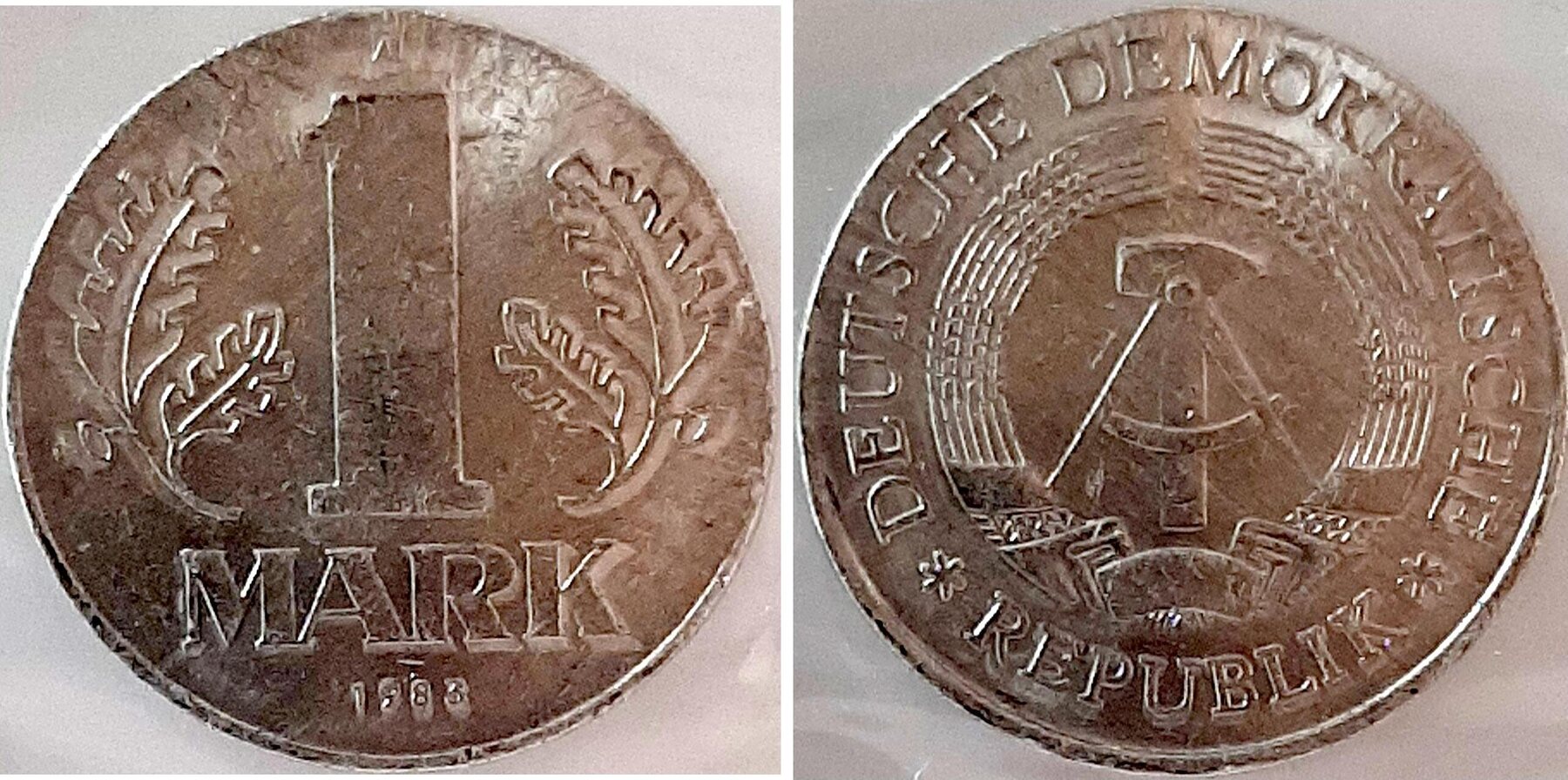 1 Mark DDR 1983 A auf 50 Pfennig 1,9 gr. Unikat??
