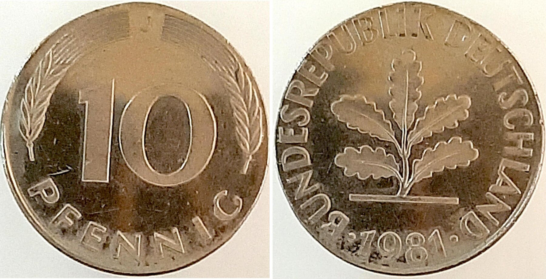 10 Pfennig 1981 J auf 50 Pfennig Rohling geprägt