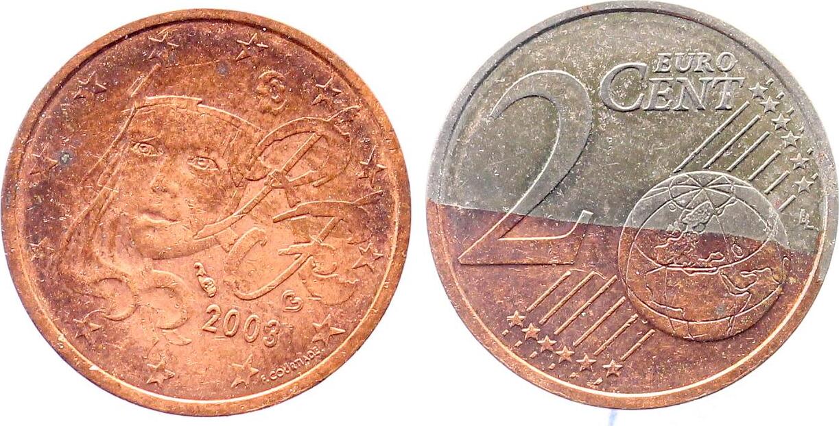 2 Cent Frankreich 2003 falsch plattiert