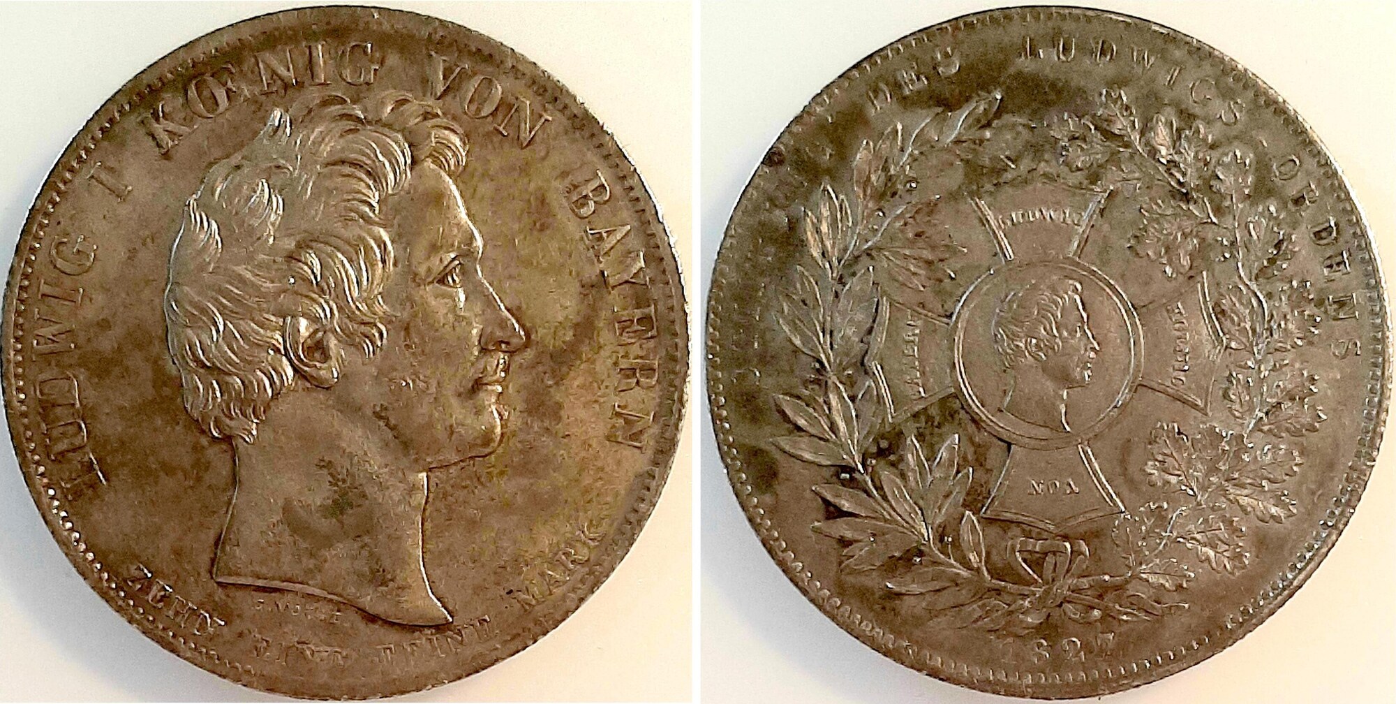 Bayern Geschichtstaler 1827 Ludwigs-Orden f.stgl EA TOP