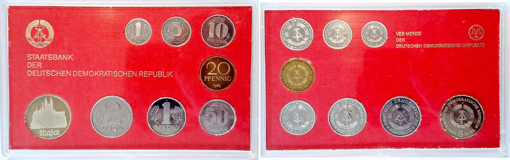 1 Pfennig - 5 Mark 1983 A DDR Jahressatz Meißen Proof