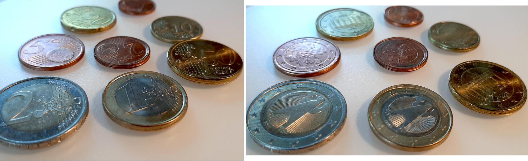 1 Cent bis 2 Euro 8 Münzen mit glattem Rand oder dezentriert
