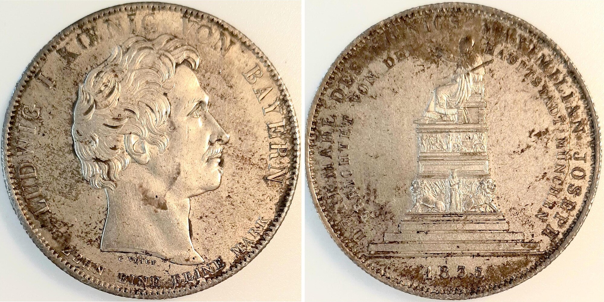 Bayern Geschichtstaler 1835 f.prfr/f.stgl