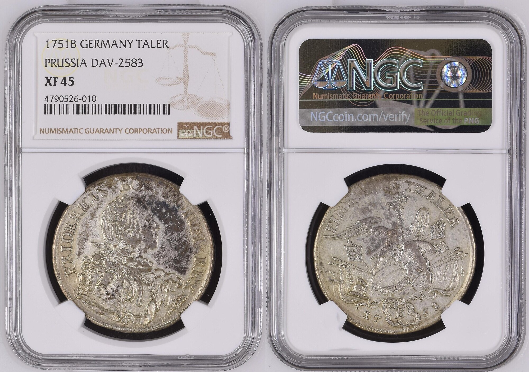 ReichsTaler Preussen 1751 B NGC XF 45 4790526-010