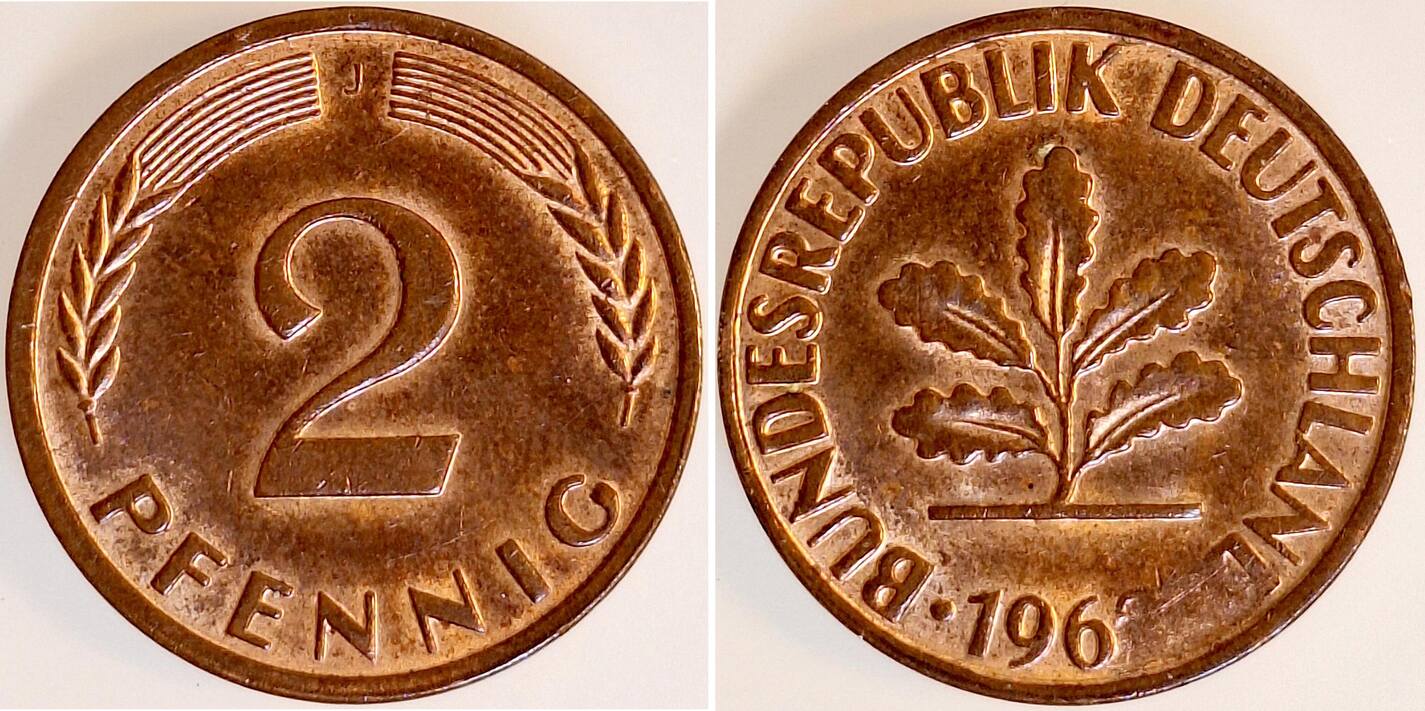 2 Pfennig 196- letzte Ziffer der Jahreszahl fehlt