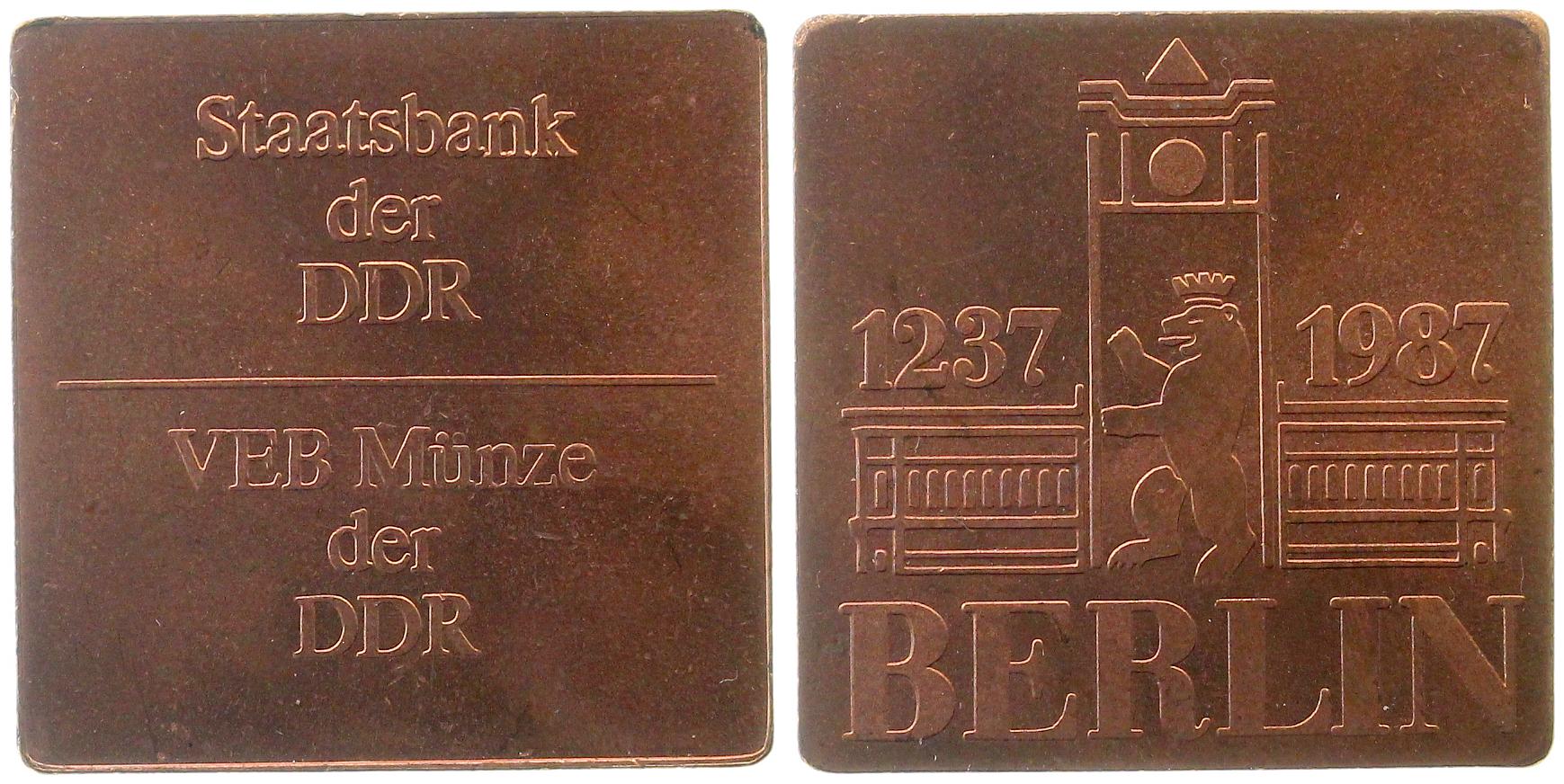 Medaille DDR Berlin 1987 A quadratisch MED-87-1-2-C