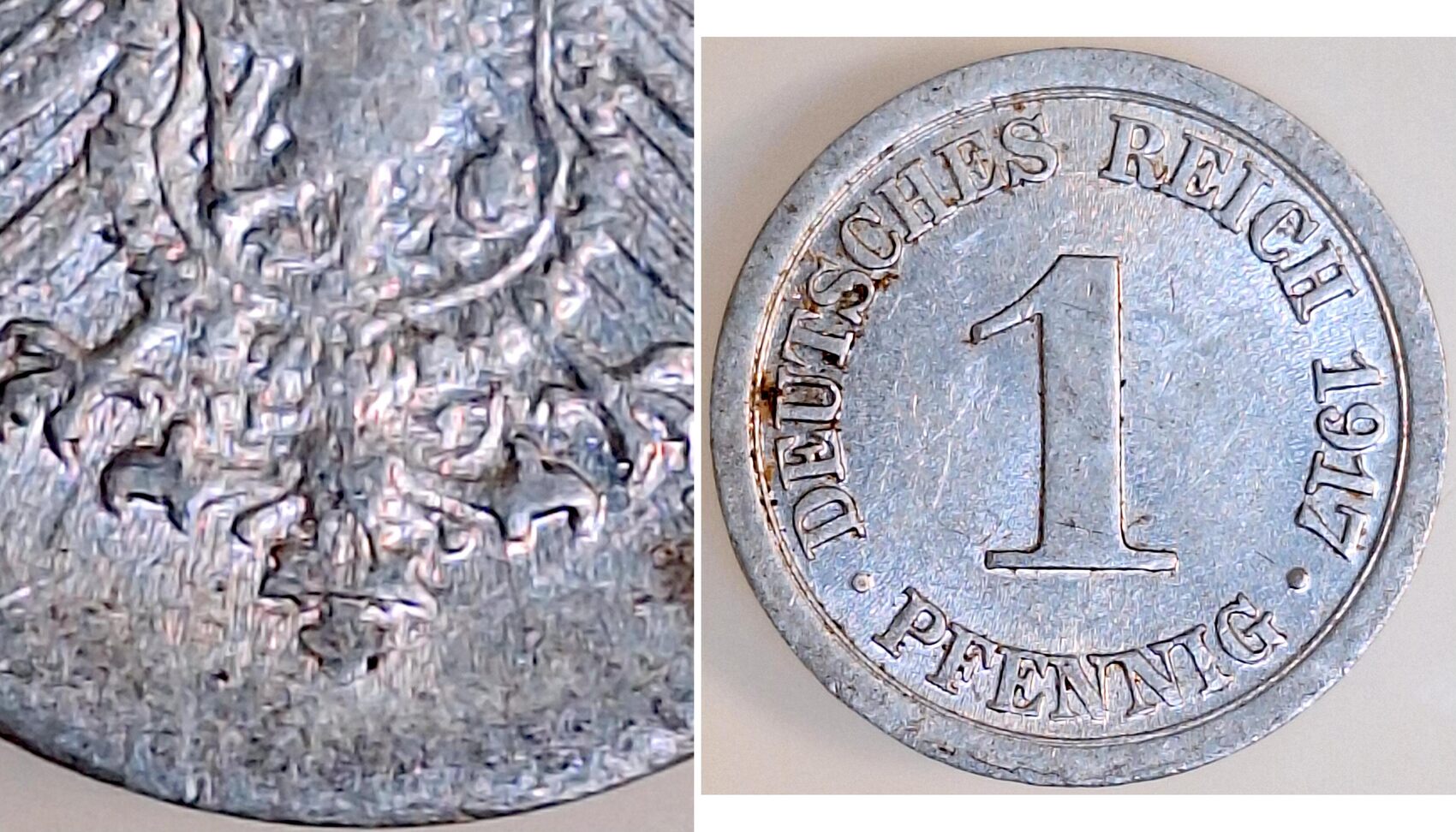 Fehlprägung? 1 Pfennig 1917 ohne Münzzeichen /Probe?? ss/vz