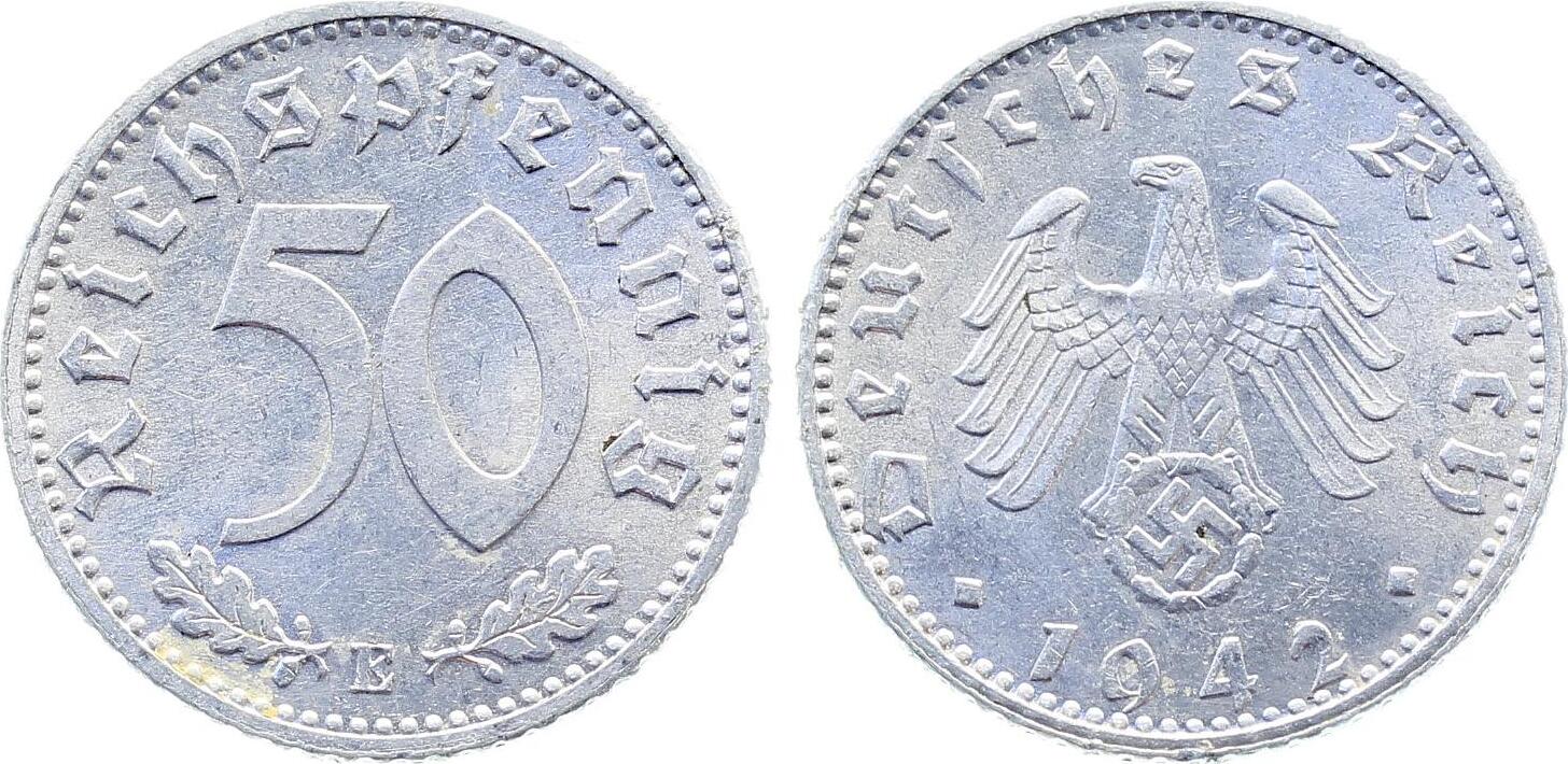 50 Reichspfennig 1942 E J 372 vz/stgl