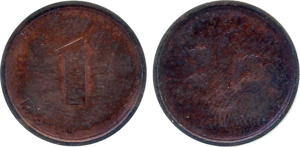 1 Pfennig ohne Jahr u. ohne Münzz., Öl bzw. Wasser auf dem Stempel, VZ U380---