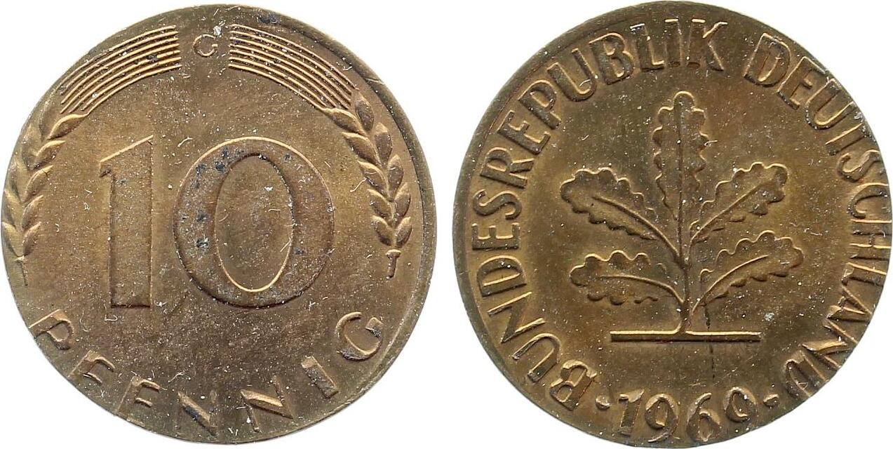10 Pfennig 1969 G auf artfremdem Rohling 2,61 g, magnetisch F38369G-1-0