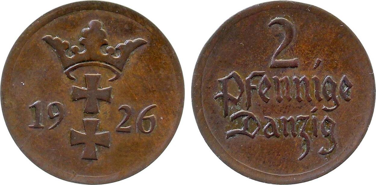 2 Pfennig Danzig 1926 VZ+ JD0326-1-8