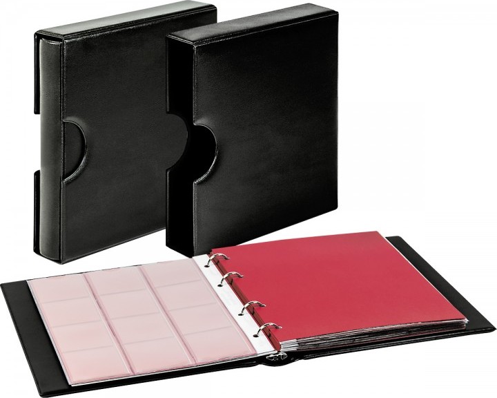 Set: karat-Münzalbum CLASSIC mit Schutzkassette mit Griffmulden, schwarz
