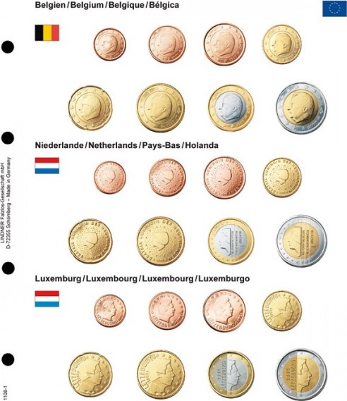 Vordruckblatt karat EURO-Kursmünzen-Sätze: Belgien / Niederlande / Luxembourg